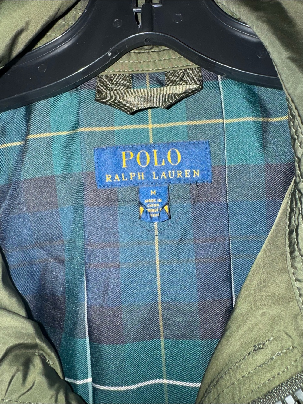Polo Ralph Lauren Men's Green Field Jacket Medium Plaid Lined Full Zip Pockets - Picture 3 of 7